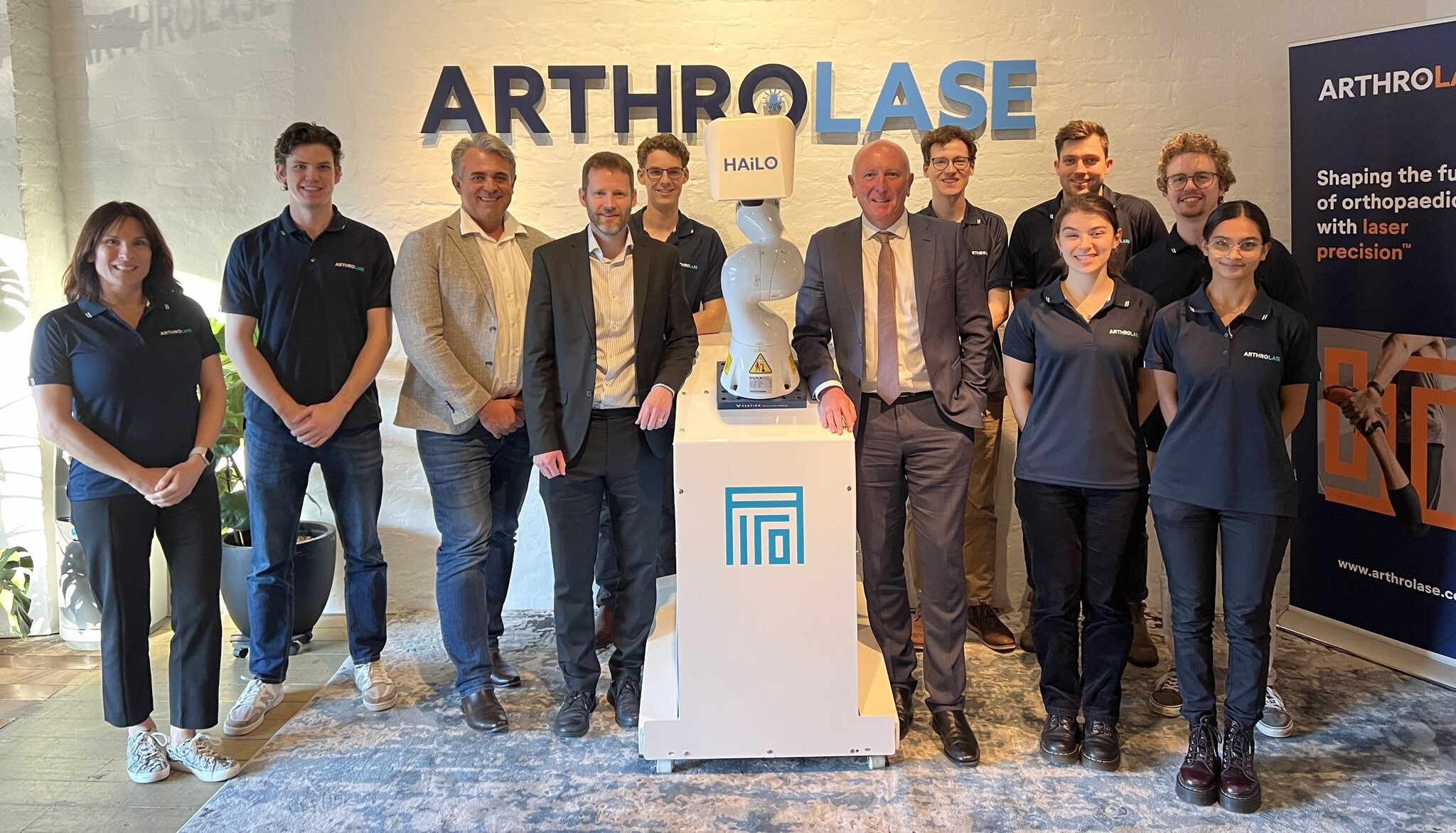 ArthroLase team with Minister Dawson and Professor Kevin Pfleger